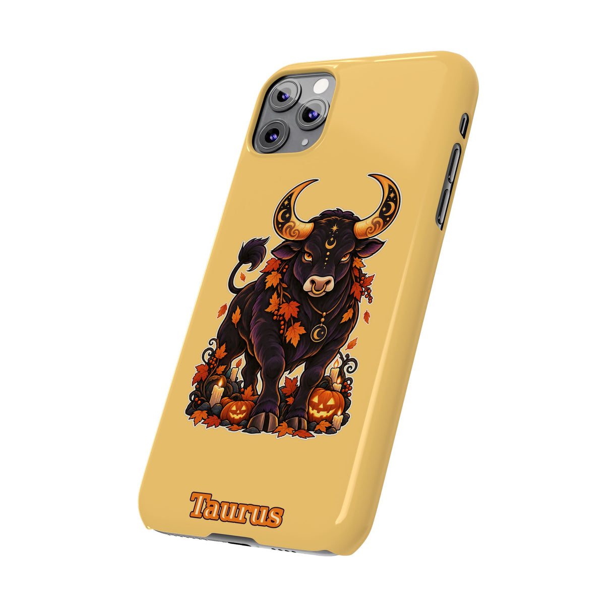 Taurus Slim Phone Case — Autumn Halloween Zodiac Bull Design