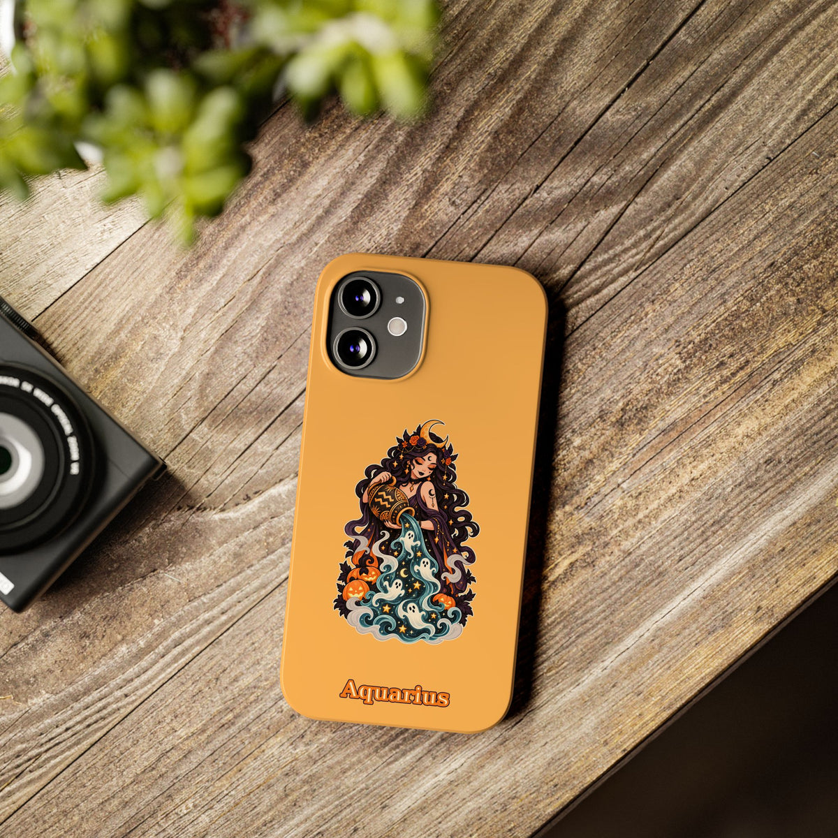 Aquarius Zodiac Slim Phone Case — Water-Bearer Halloween Astrology Design
