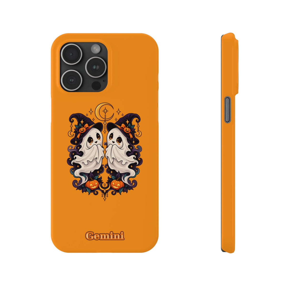 Gemini Halloween Slim Phone Case — Cute Twin Ghost Zodiac Design