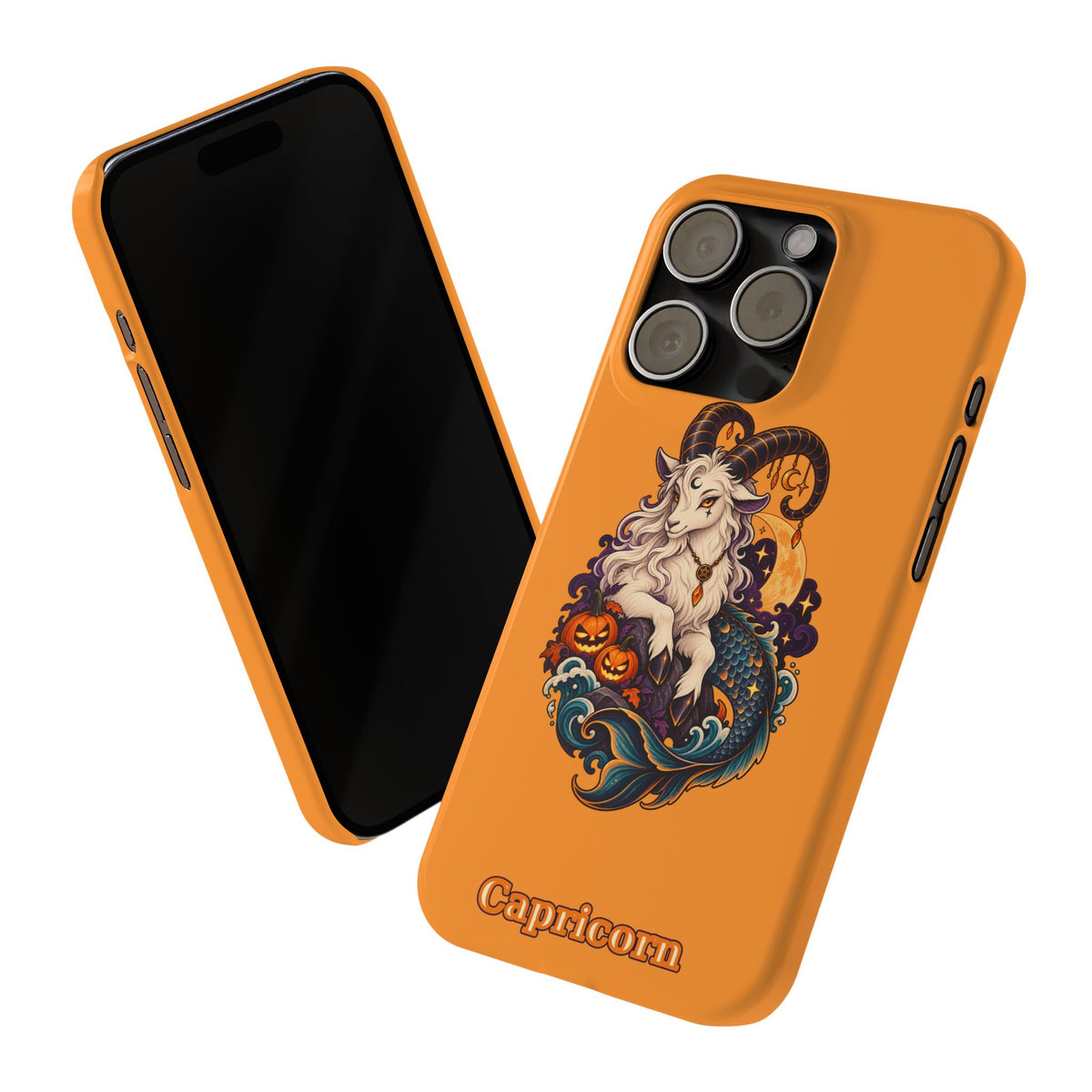 Capricorn Halloween Slim Phone Case — Zodiac Sea-Goat Pumpkin Design