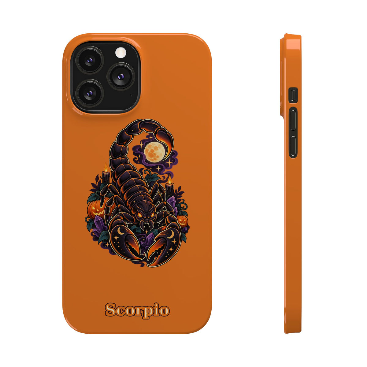 Scorpio Slim Phone Case — Halloween Orange Zodiac Scorpion Design