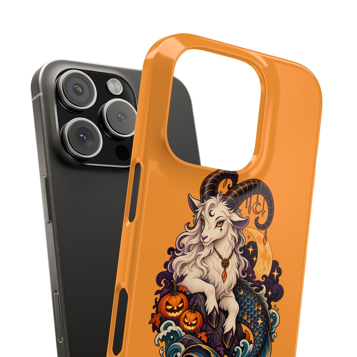 Capricorn Halloween Slim Phone Case — Zodiac Sea-Goat Pumpkin Design