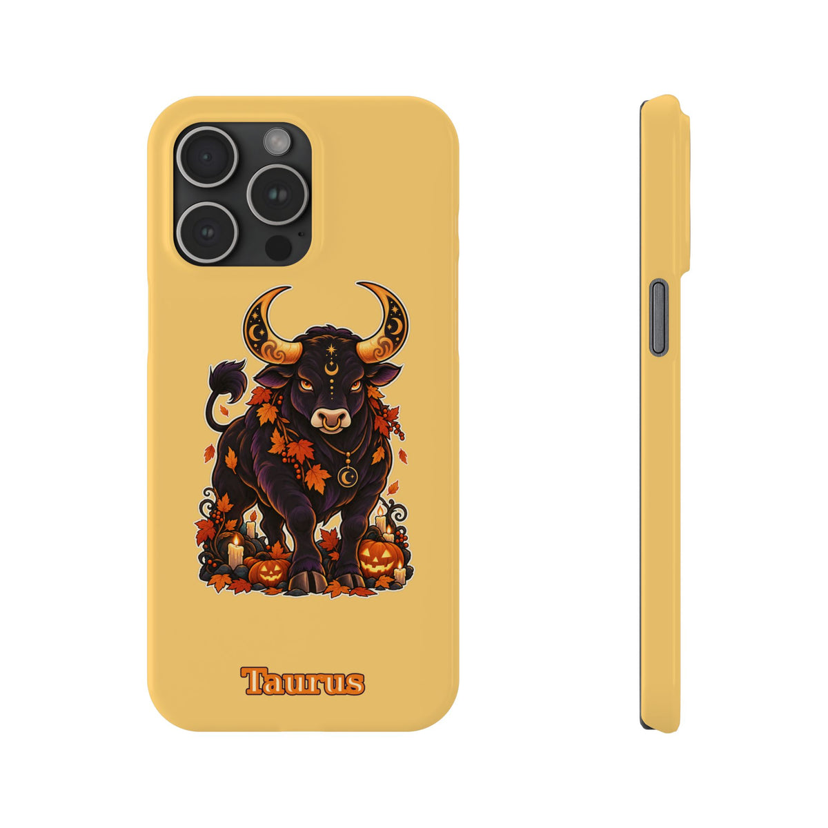 Taurus Slim Phone Case — Autumn Halloween Zodiac Bull Design