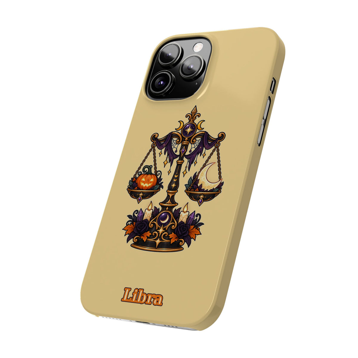 Libra Halloween Slim Phone Case — Pumpkin & Moon Scales Zodiac Design