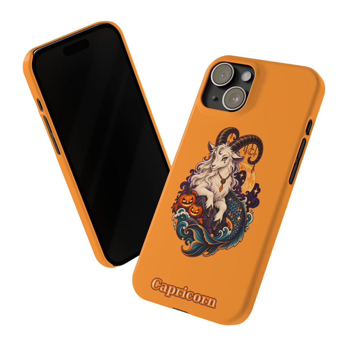 Capricorn Halloween Slim Phone Case — Zodiac Sea-Goat Pumpkin Design