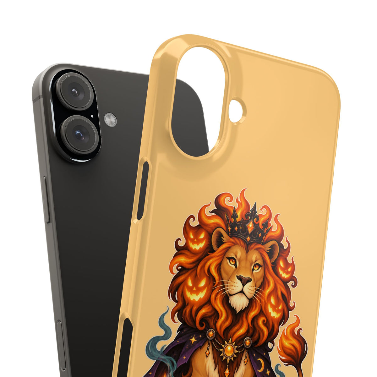 Leo Halloween Slim Phone Case — Regal Lion with Pumpkin & Candles