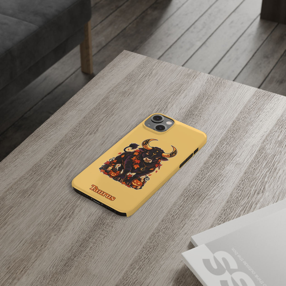Taurus Slim Phone Case — Autumn Halloween Zodiac Bull Design