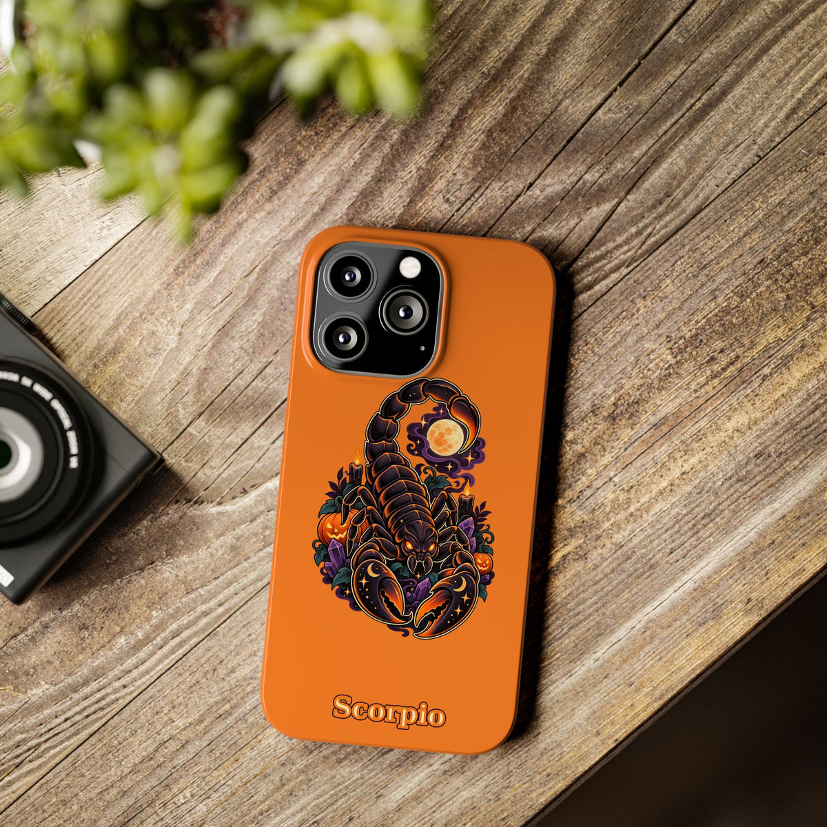 Scorpio Slim Phone Case — Halloween Orange Zodiac Scorpion Design