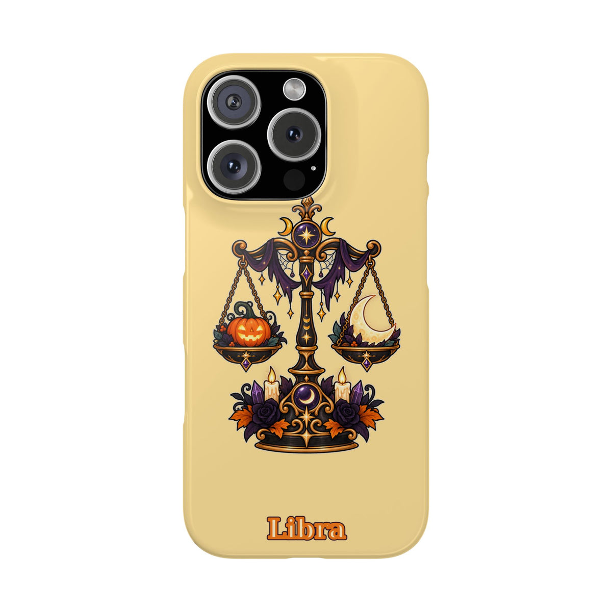 Libra Halloween Slim Phone Case — Pumpkin & Moon Scales Zodiac Design