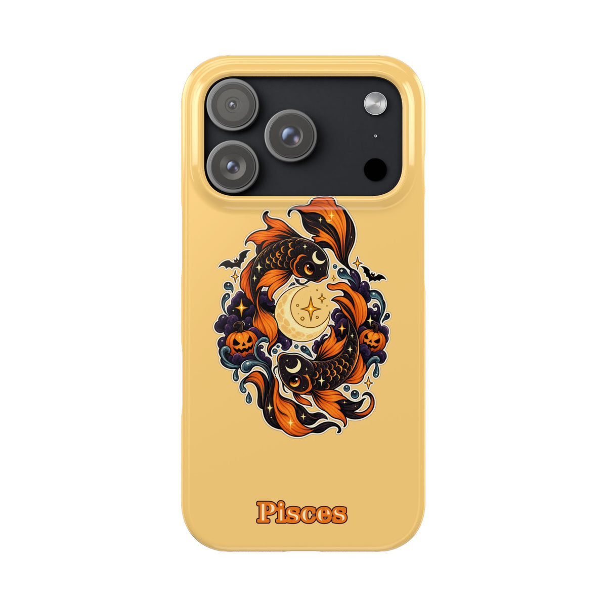 Pisces Koi Moon Slim Phone Case — Halloween Zodiac Fish Design