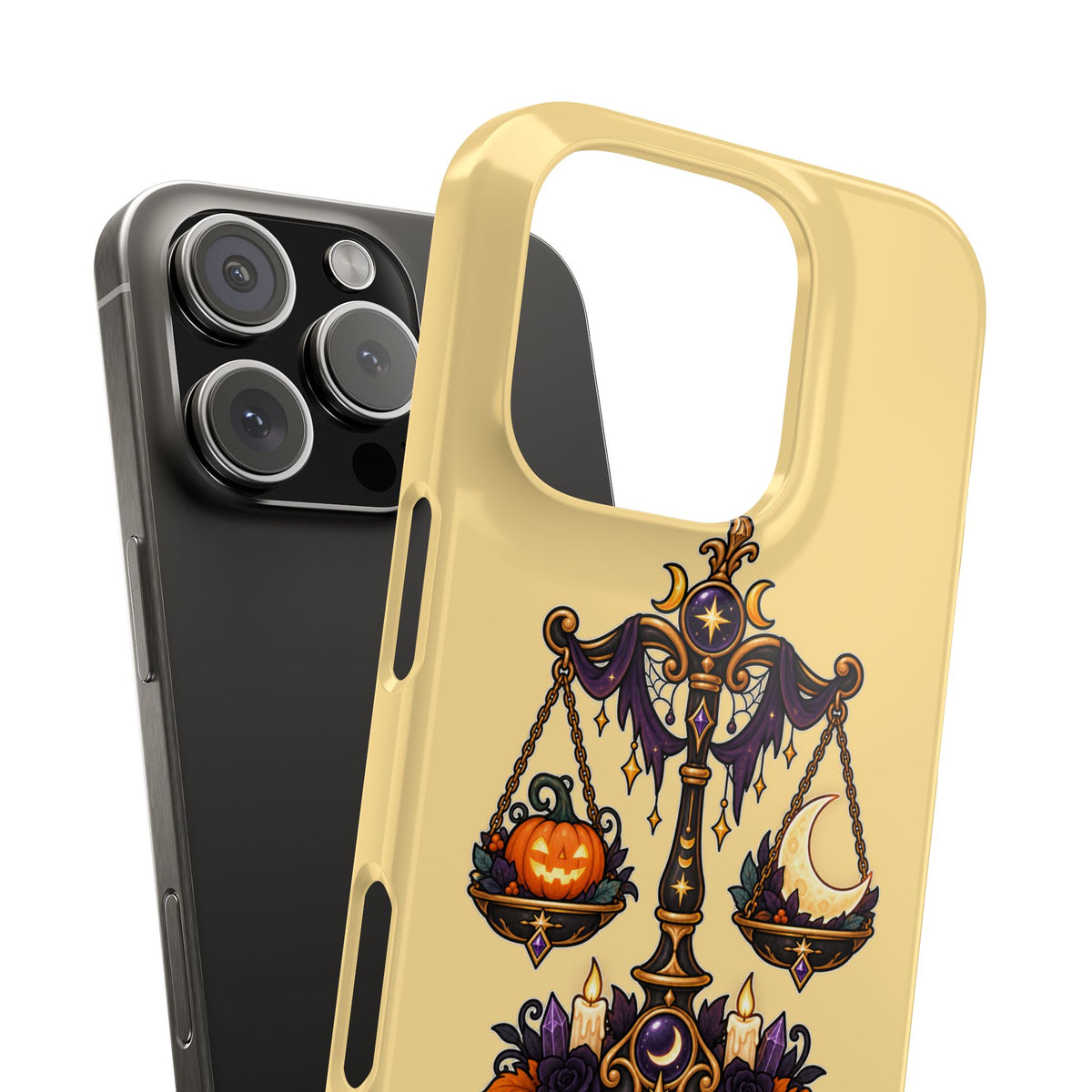 Libra Halloween Slim Phone Case — Pumpkin & Moon Scales Zodiac Design