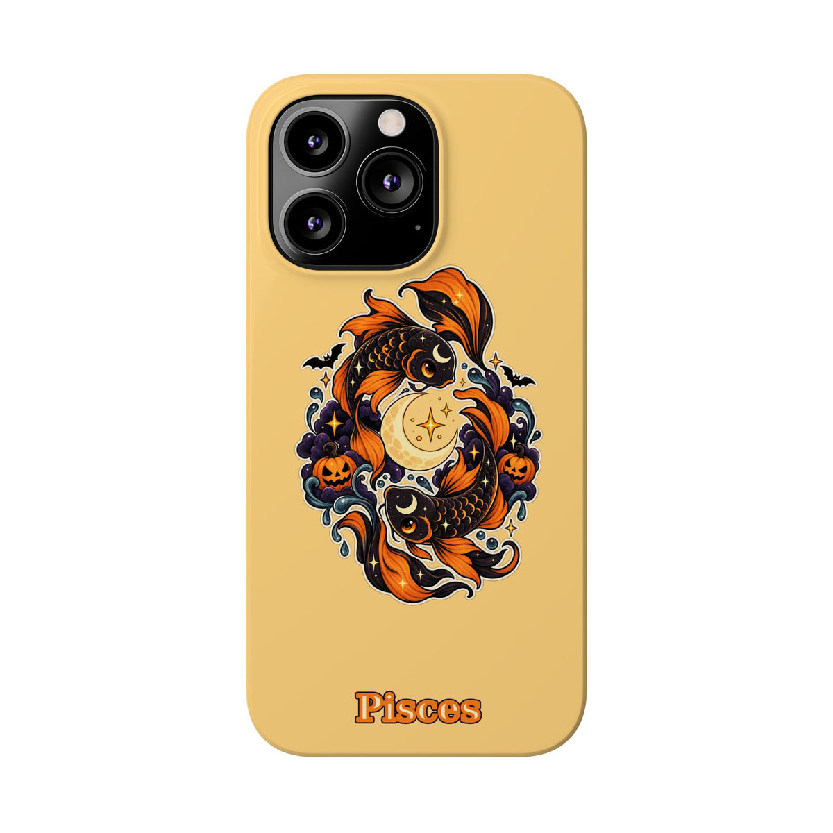 Pisces Koi Moon Slim Phone Case — Halloween Zodiac Fish Design