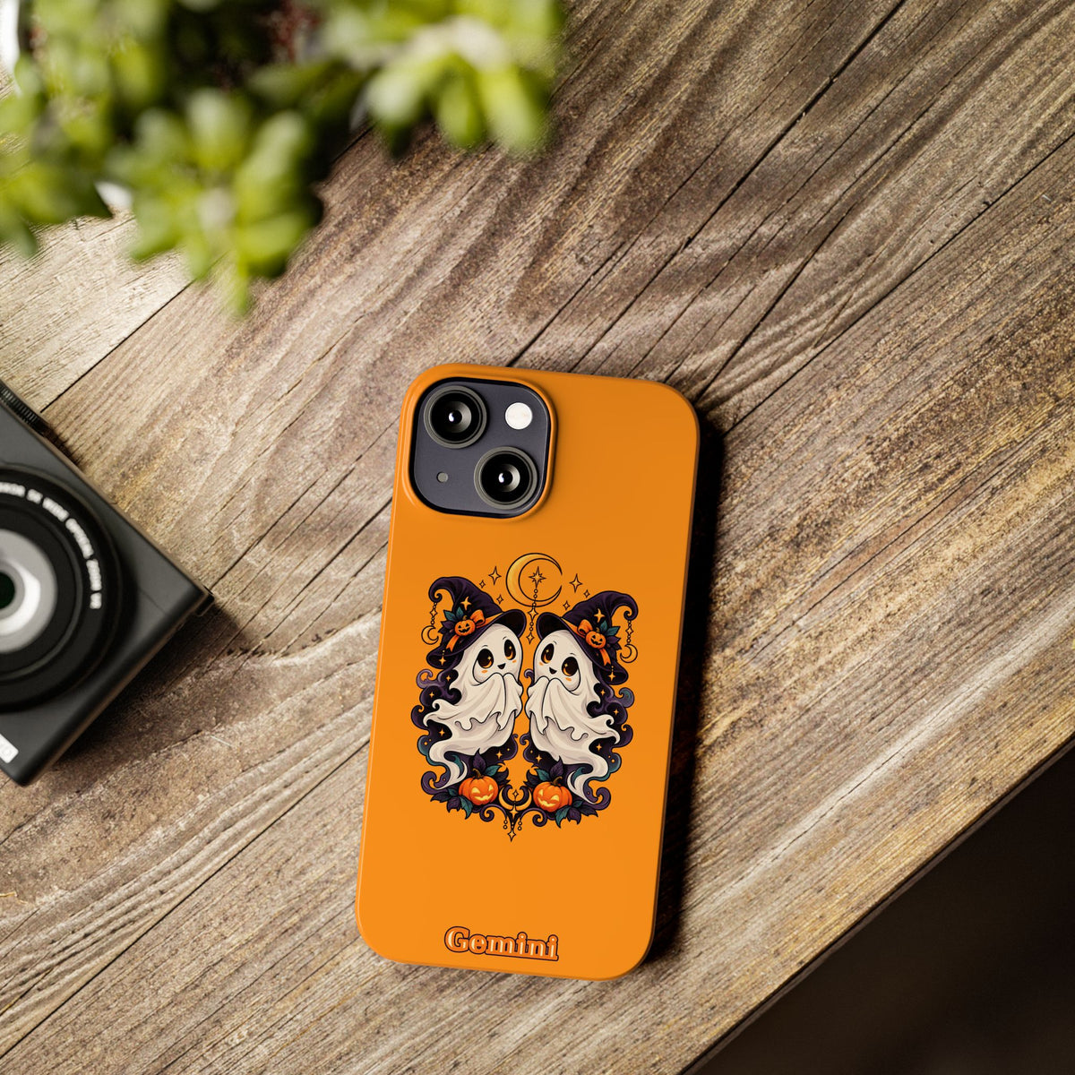 Gemini Halloween Slim Phone Case — Cute Twin Ghost Zodiac Design