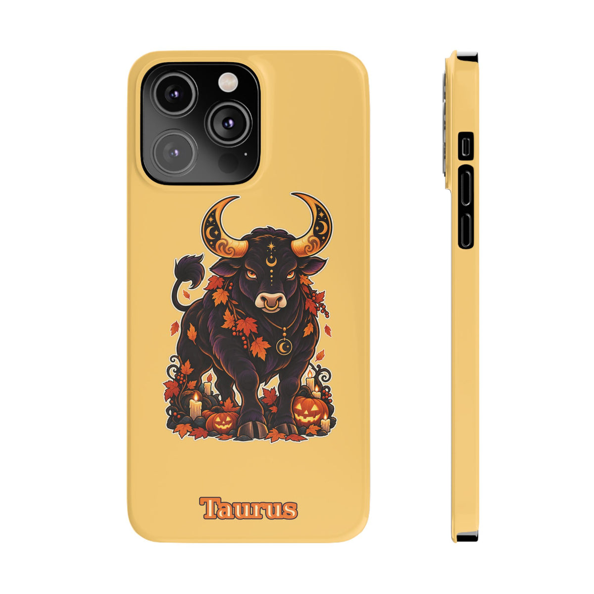 Taurus Slim Phone Case — Autumn Halloween Zodiac Bull Design
