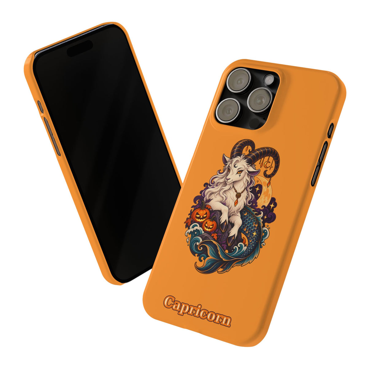 Capricorn Halloween Slim Phone Case — Zodiac Sea-Goat Pumpkin Design