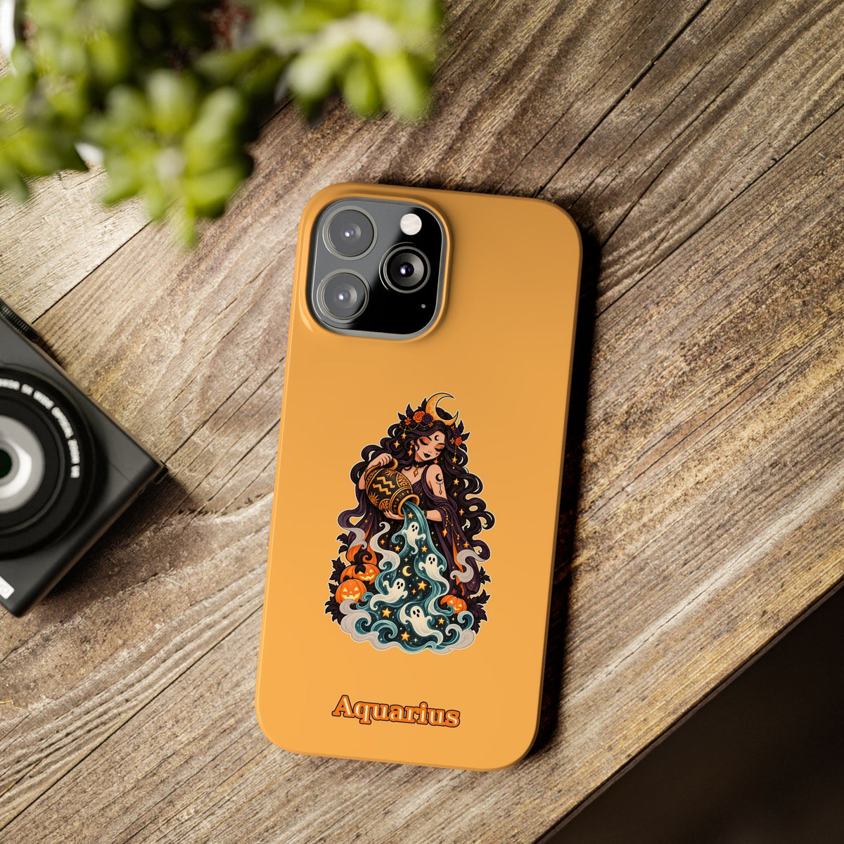 Aquarius Zodiac Slim Phone Case — Water-Bearer Halloween Astrology Design