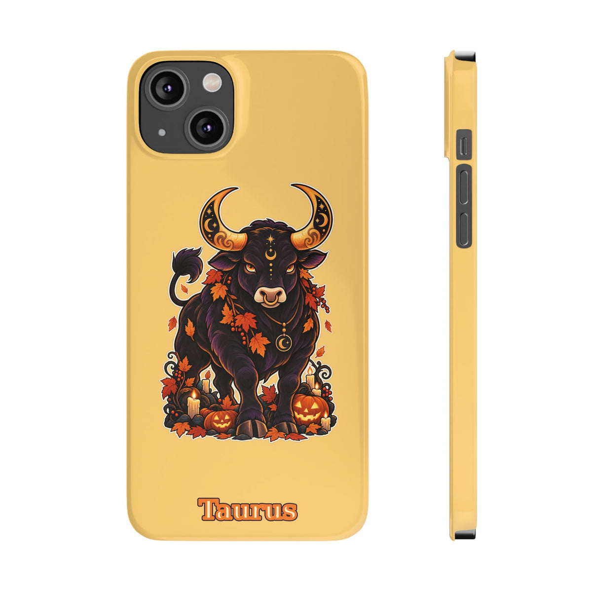 Taurus Slim Phone Case — Autumn Halloween Zodiac Bull Design
