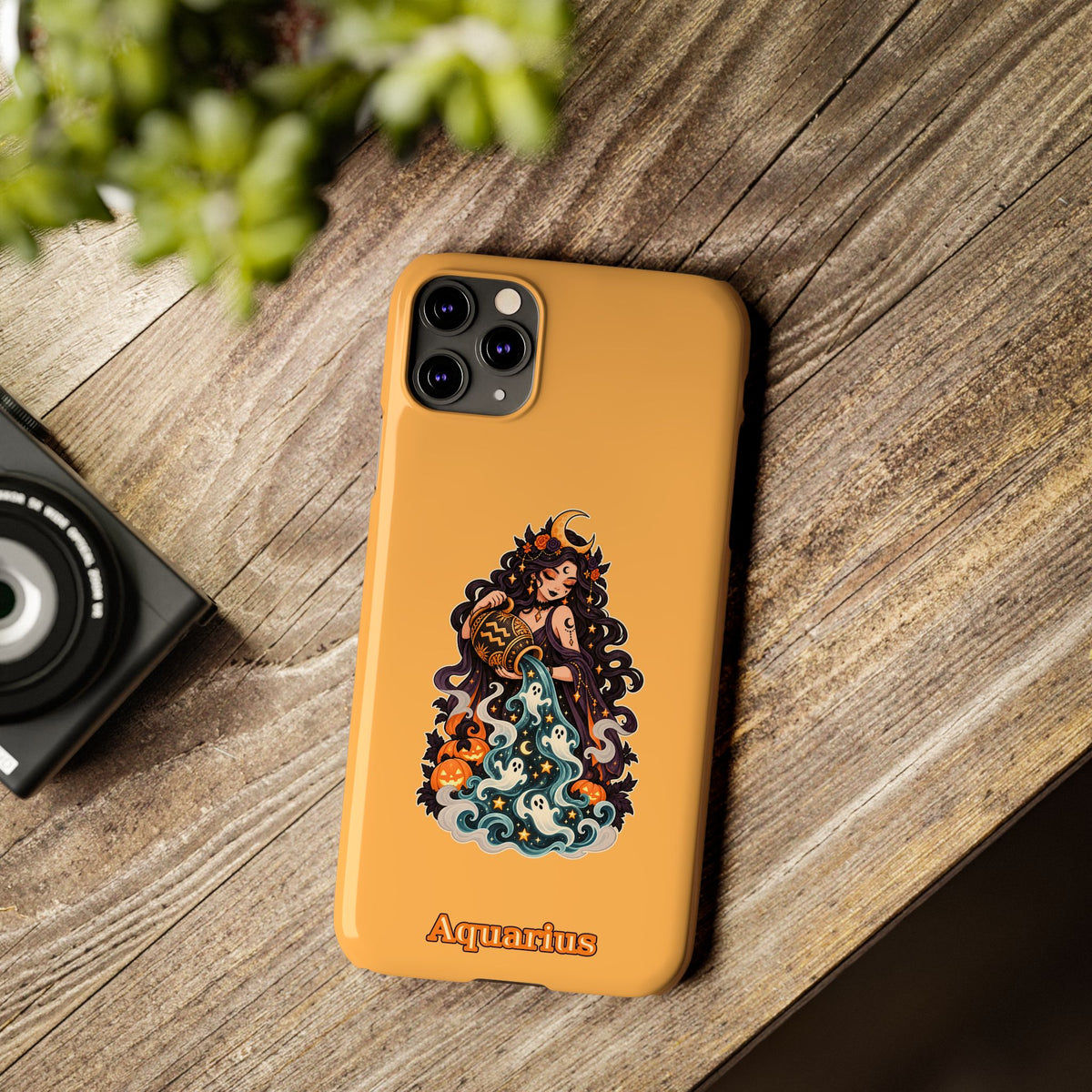 Aquarius Zodiac Slim Phone Case — Water-Bearer Halloween Astrology Design