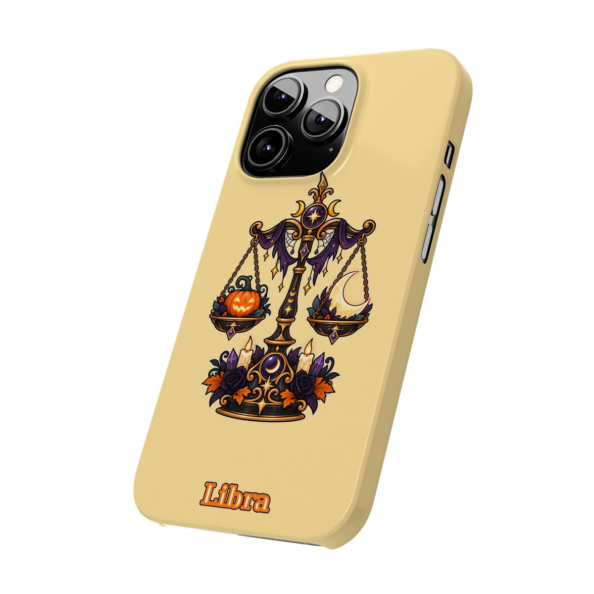Libra Halloween Slim Phone Case — Pumpkin & Moon Scales Zodiac Design