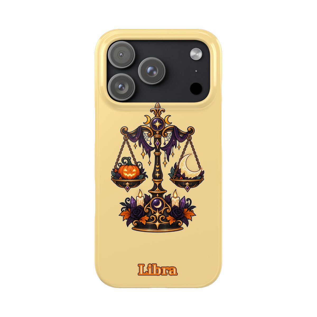 Libra Halloween Slim Phone Case — Pumpkin & Moon Scales Zodiac Design