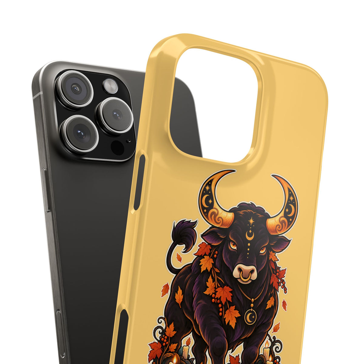 Taurus Slim Phone Case — Autumn Halloween Zodiac Bull Design
