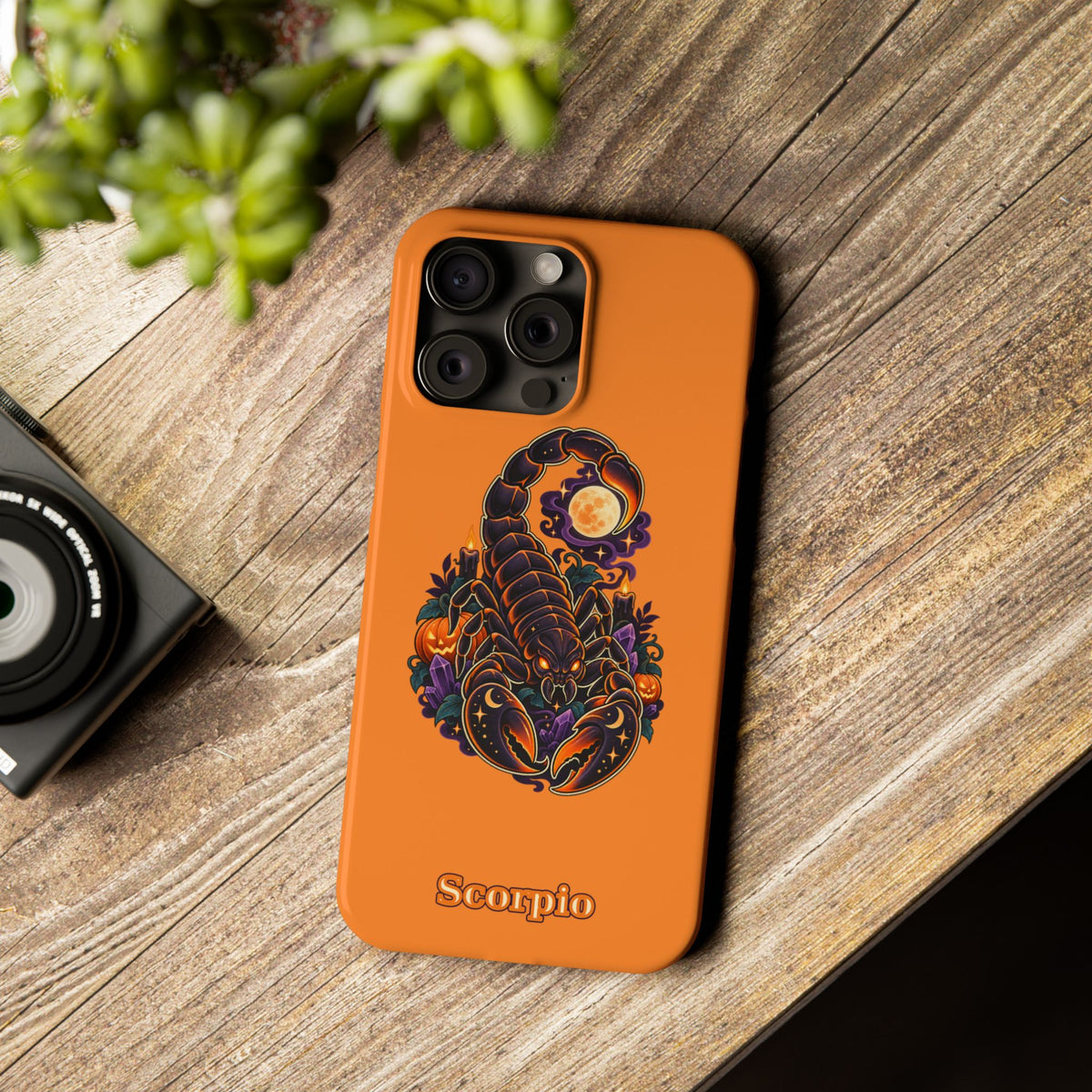 Scorpio Halloween Slim Phone Case — Orange Zodiac Scorpion Design