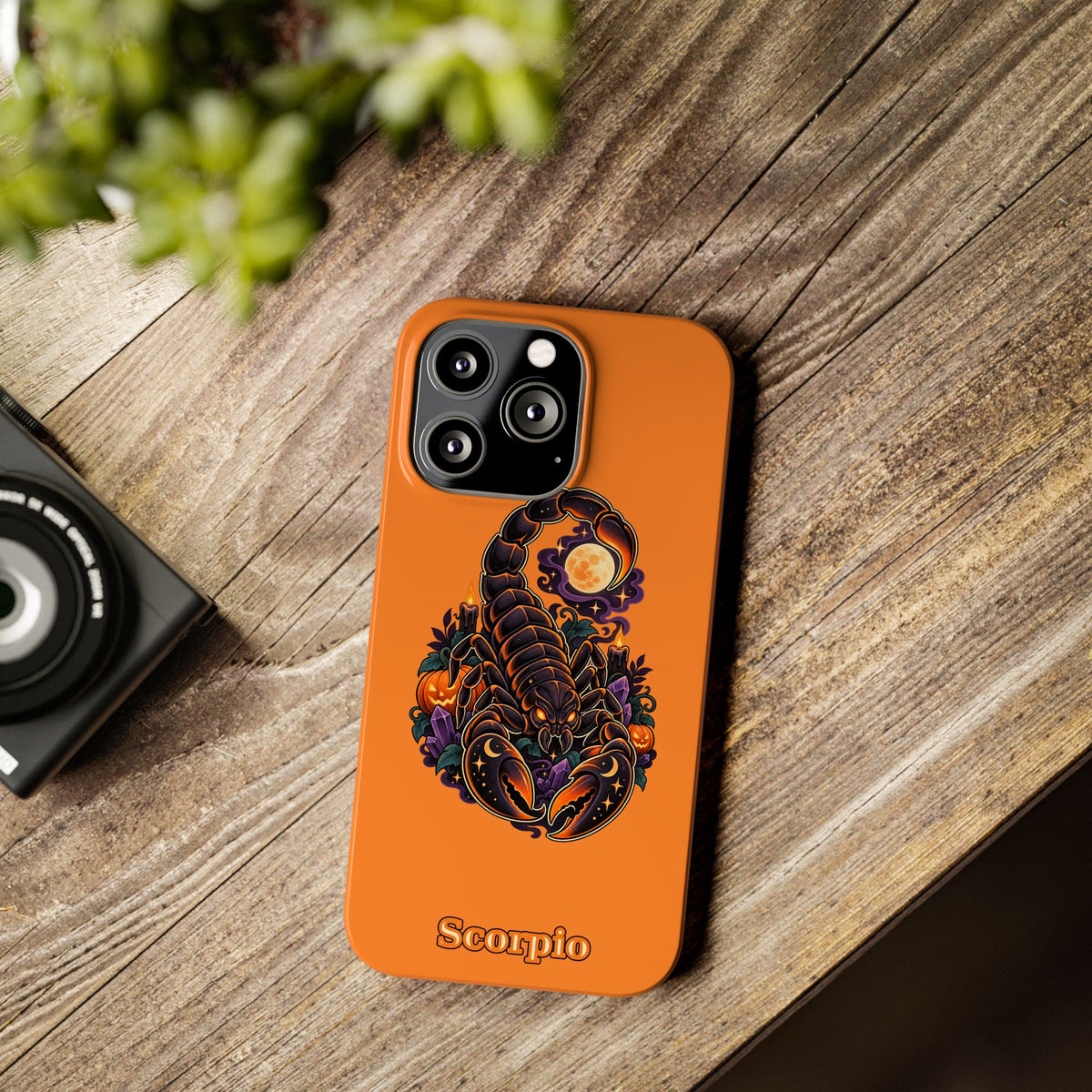 Scorpio Slim Phone Case – Halloween Orange Scorpion Zodiac Design