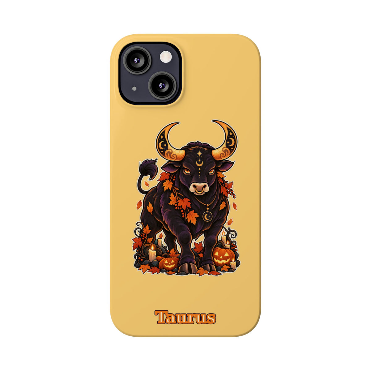 Taurus Slim Phone Case — Autumn Halloween Zodiac Bull Design