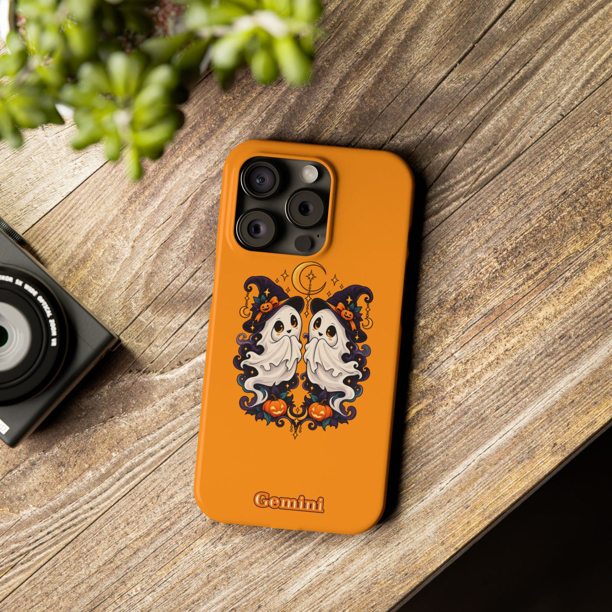 Gemini Halloween Slim Phone Case — Cute Twin Ghost Zodiac Design