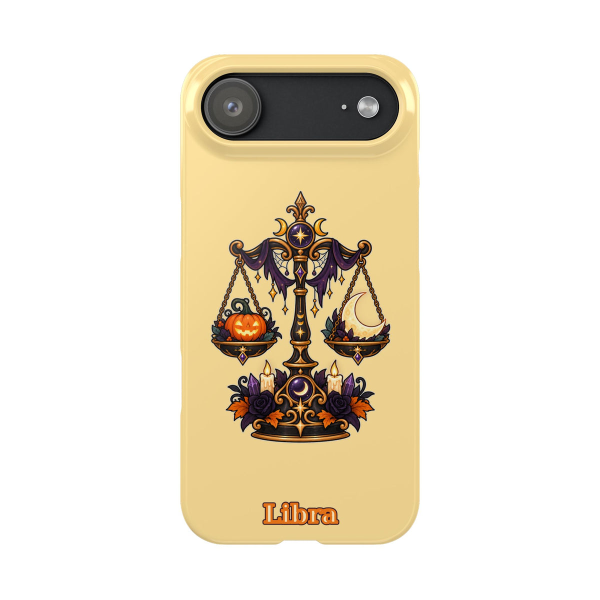 Libra Halloween Slim Phone Case — Pumpkin & Moon Scales Zodiac Design