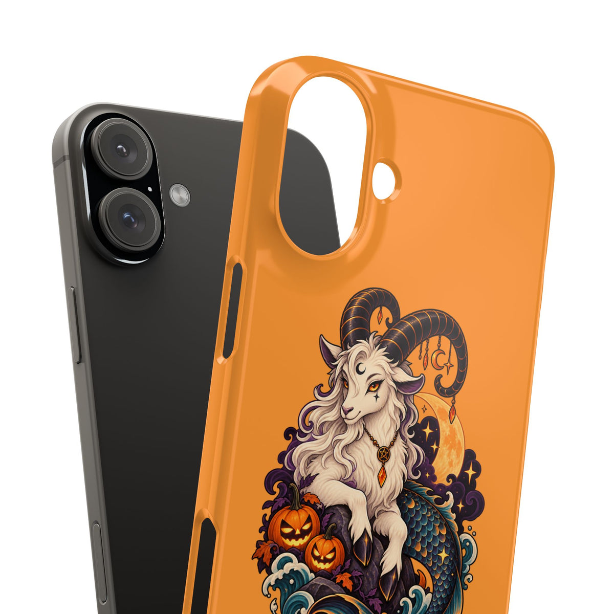 Capricorn Halloween Slim Phone Case — Zodiac Sea-Goat Pumpkin Design
