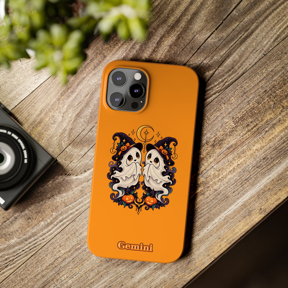 Gemini Halloween Slim Phone Case — Cute Twin Ghost Zodiac Design