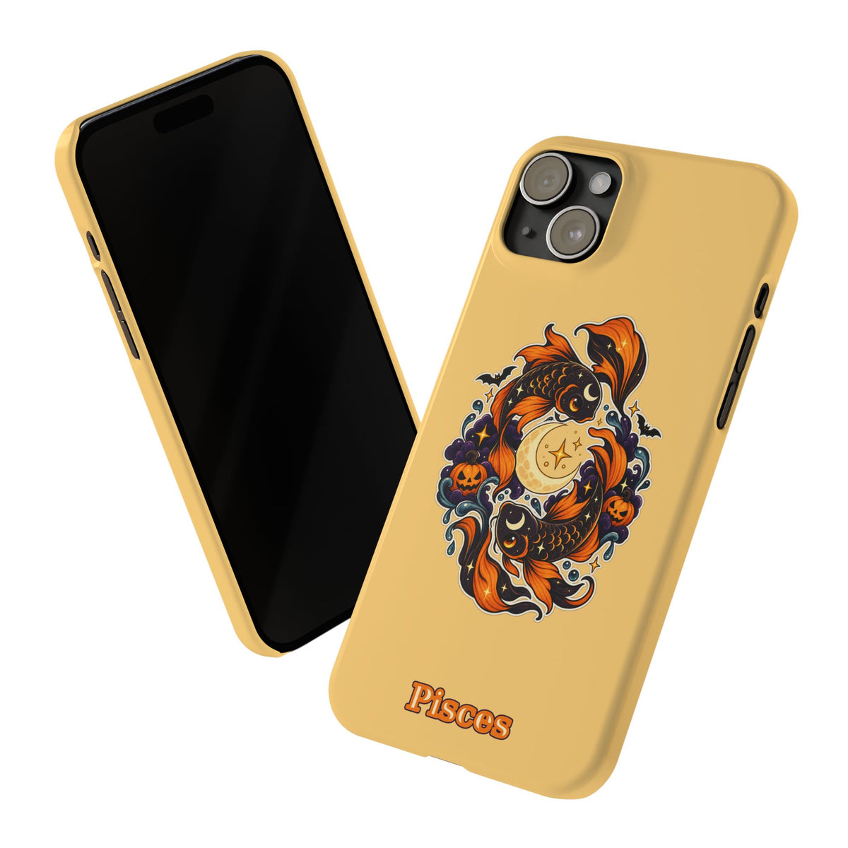 Pisces Koi Moon Slim Phone Case — Halloween Zodiac Fish Design