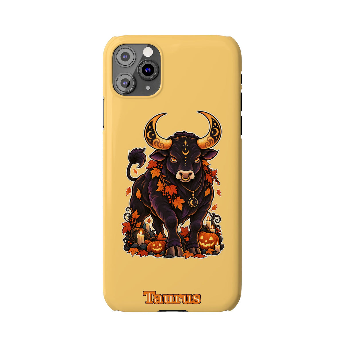 Taurus Slim Phone Case — Autumn Halloween Zodiac Bull Design