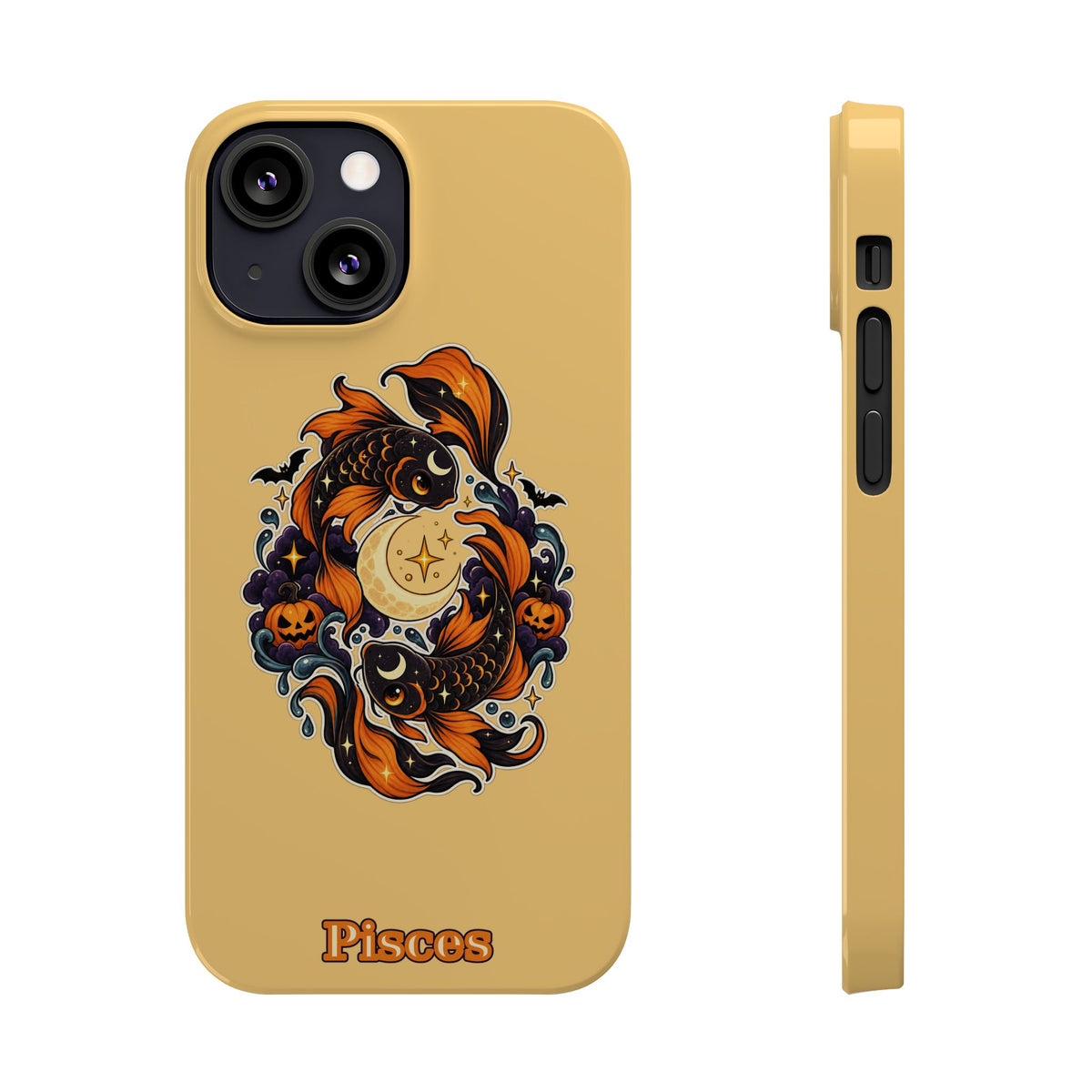 Pisces Koi Moon Slim Phone Case — Halloween Zodiac Fish Design