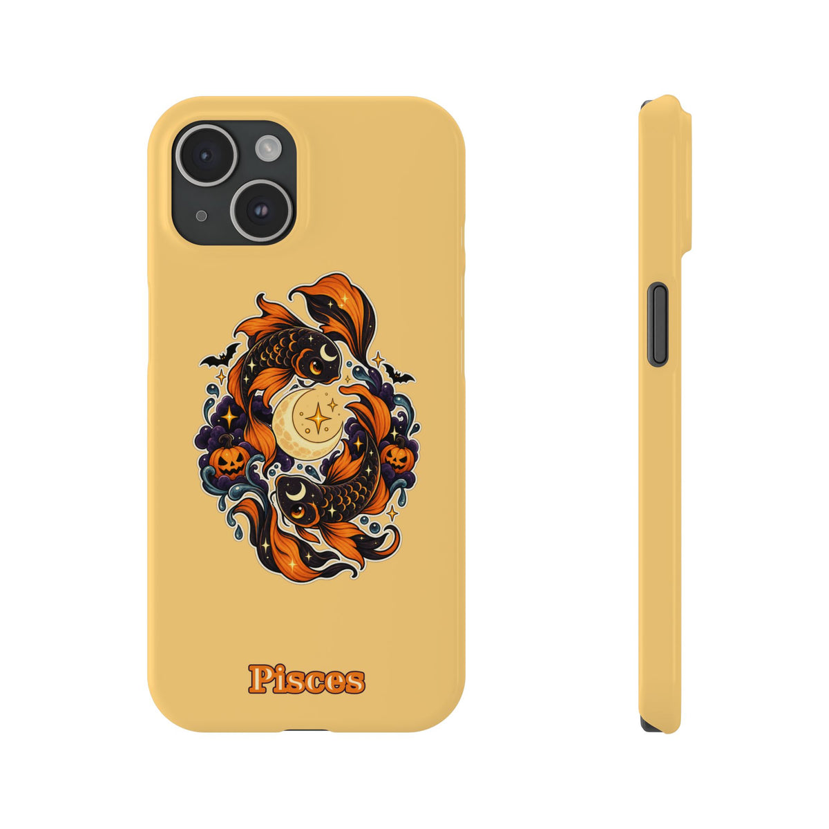 Pisces Koi Moon Slim Phone Case — Halloween Zodiac Fish Design