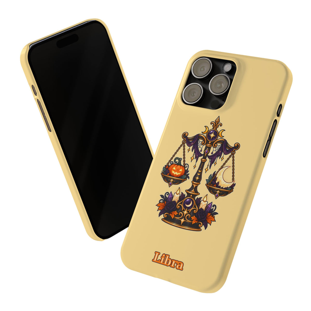 Libra Halloween Slim Phone Case — Pumpkin & Moon Scales Zodiac Design