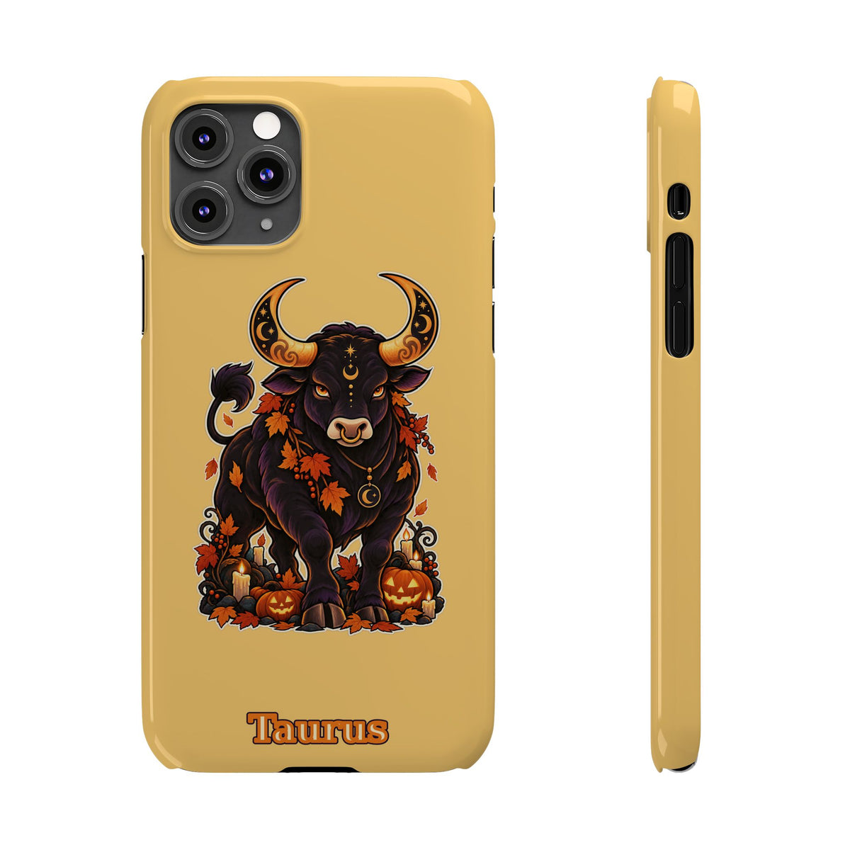 Taurus Slim Phone Case — Autumn Halloween Zodiac Bull Design