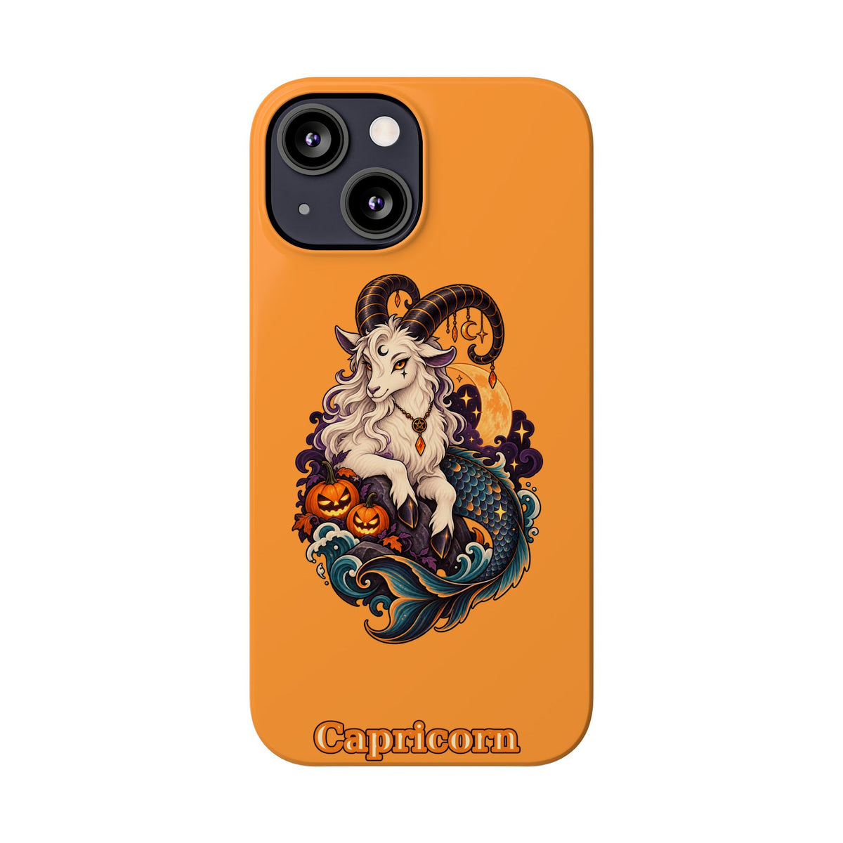 Capricorn Halloween Slim Phone Case — Zodiac Sea-Goat Pumpkin Design