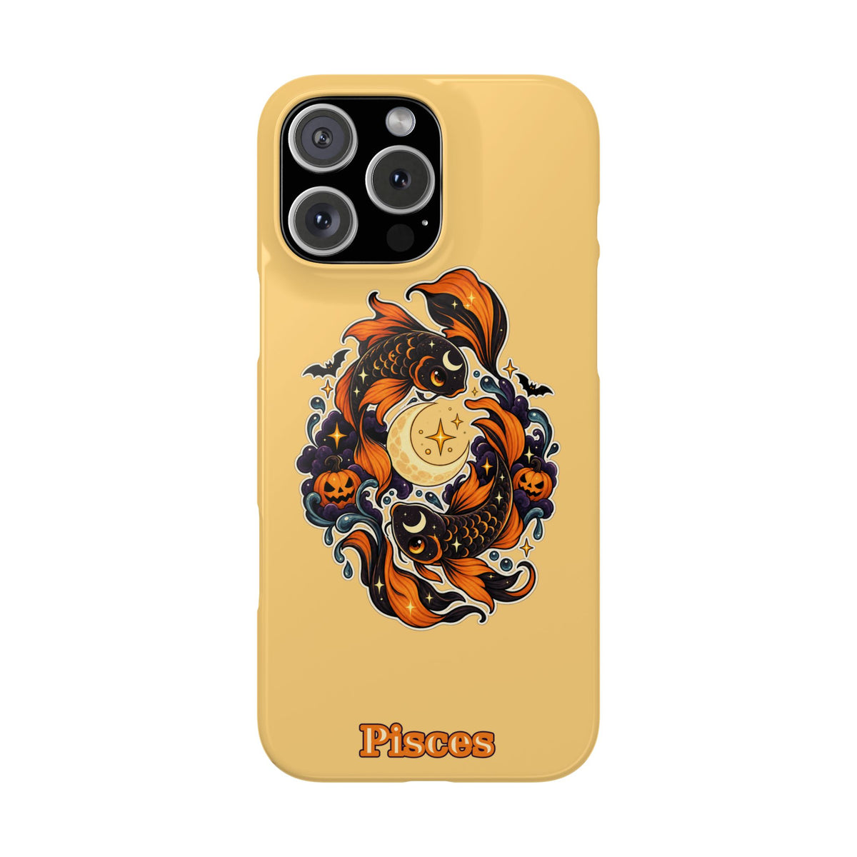 Pisces Koi Moon Slim Phone Case — Halloween Zodiac Fish Design