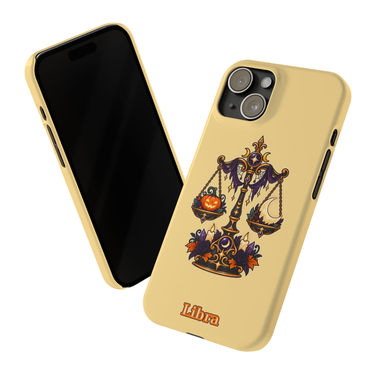 Libra Halloween Slim Phone Case — Pumpkin & Moon Scales Zodiac Design