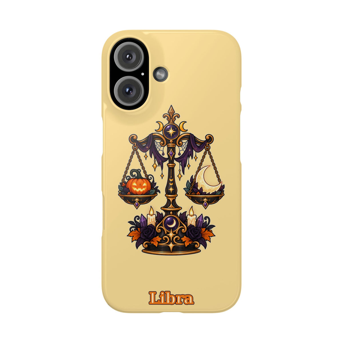 Libra Halloween Slim Phone Case — Pumpkin & Moon Scales Zodiac Design