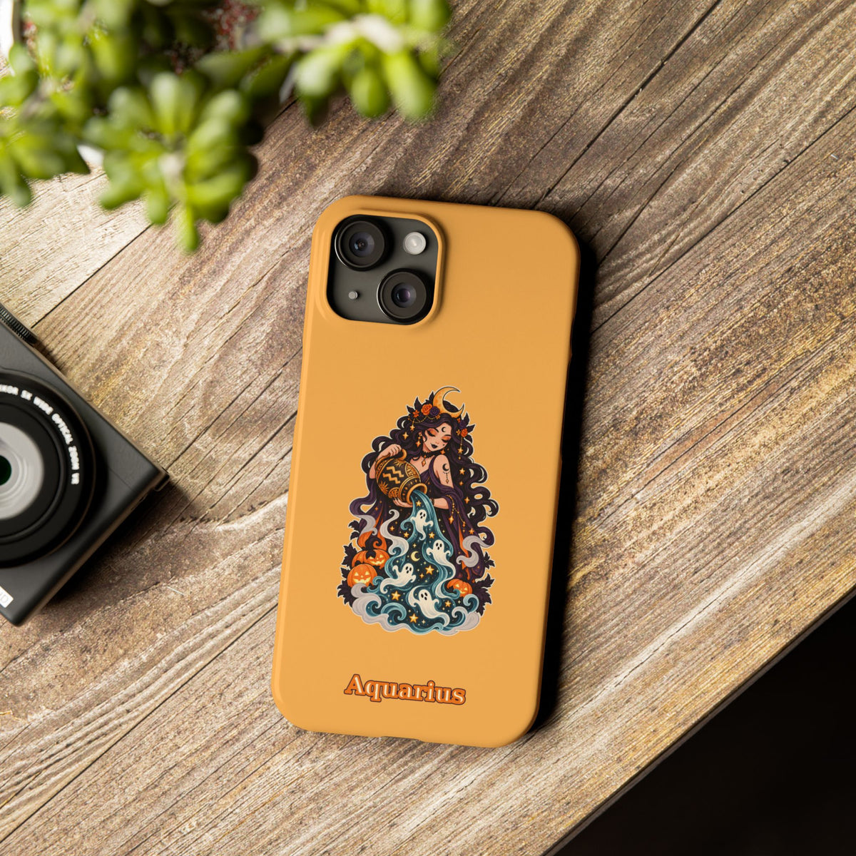 Aquarius Zodiac Slim Phone Case — Water-Bearer Halloween Astrology Design