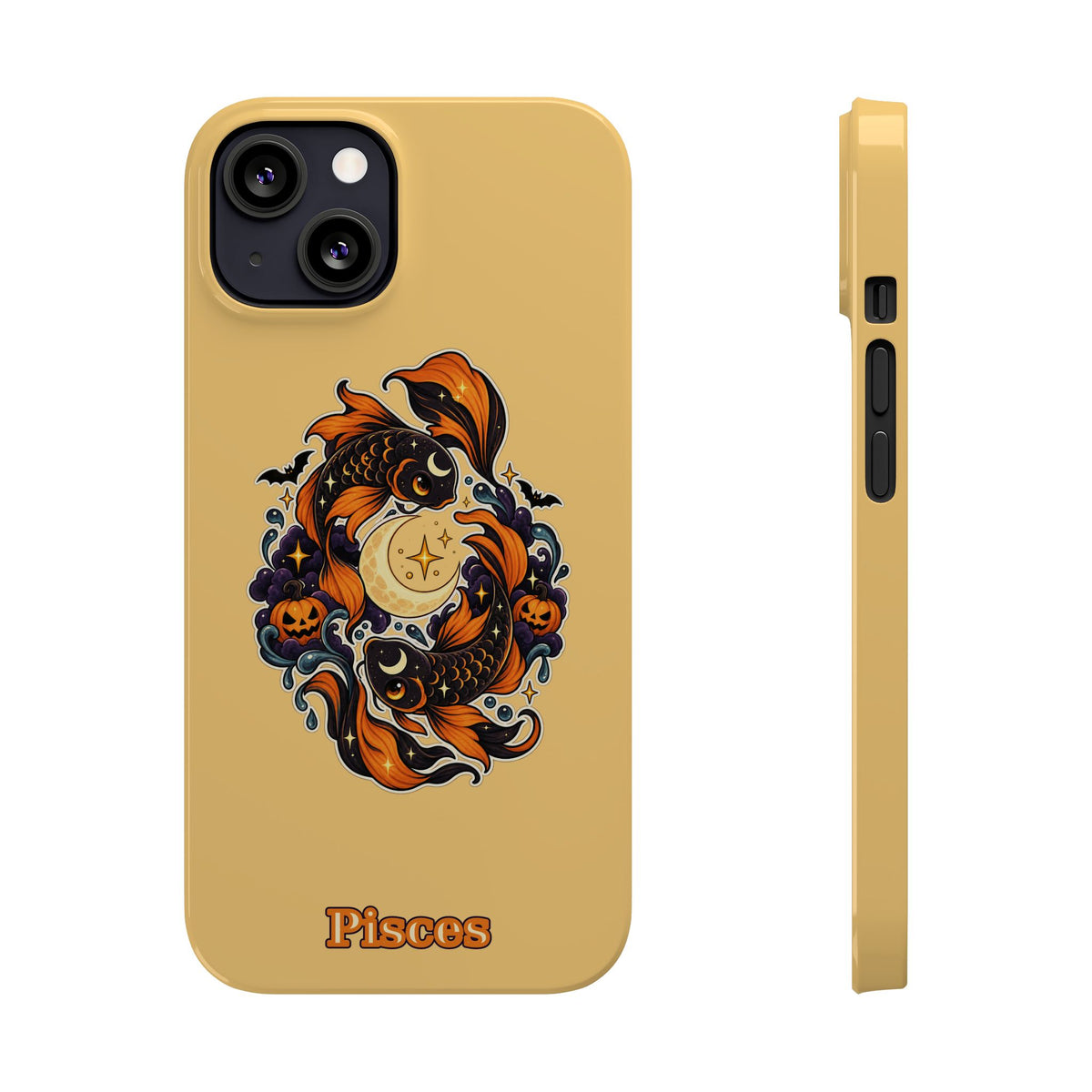 Pisces Koi Moon Slim Phone Case — Halloween Zodiac Fish Design