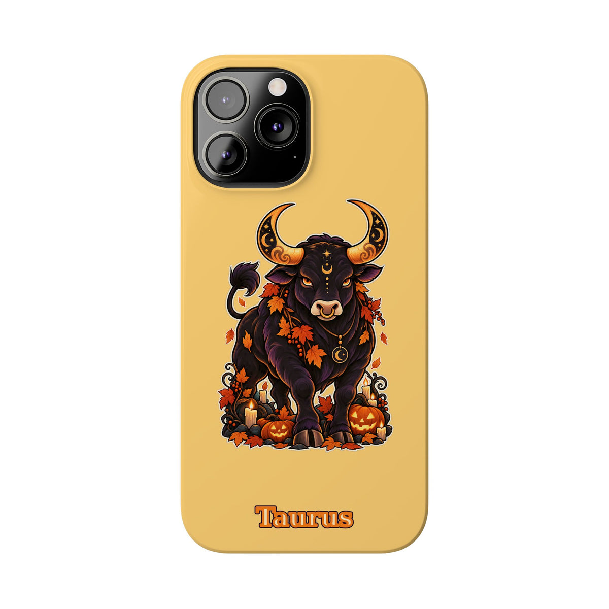 Taurus Slim Phone Case — Autumn Halloween Zodiac Bull Design