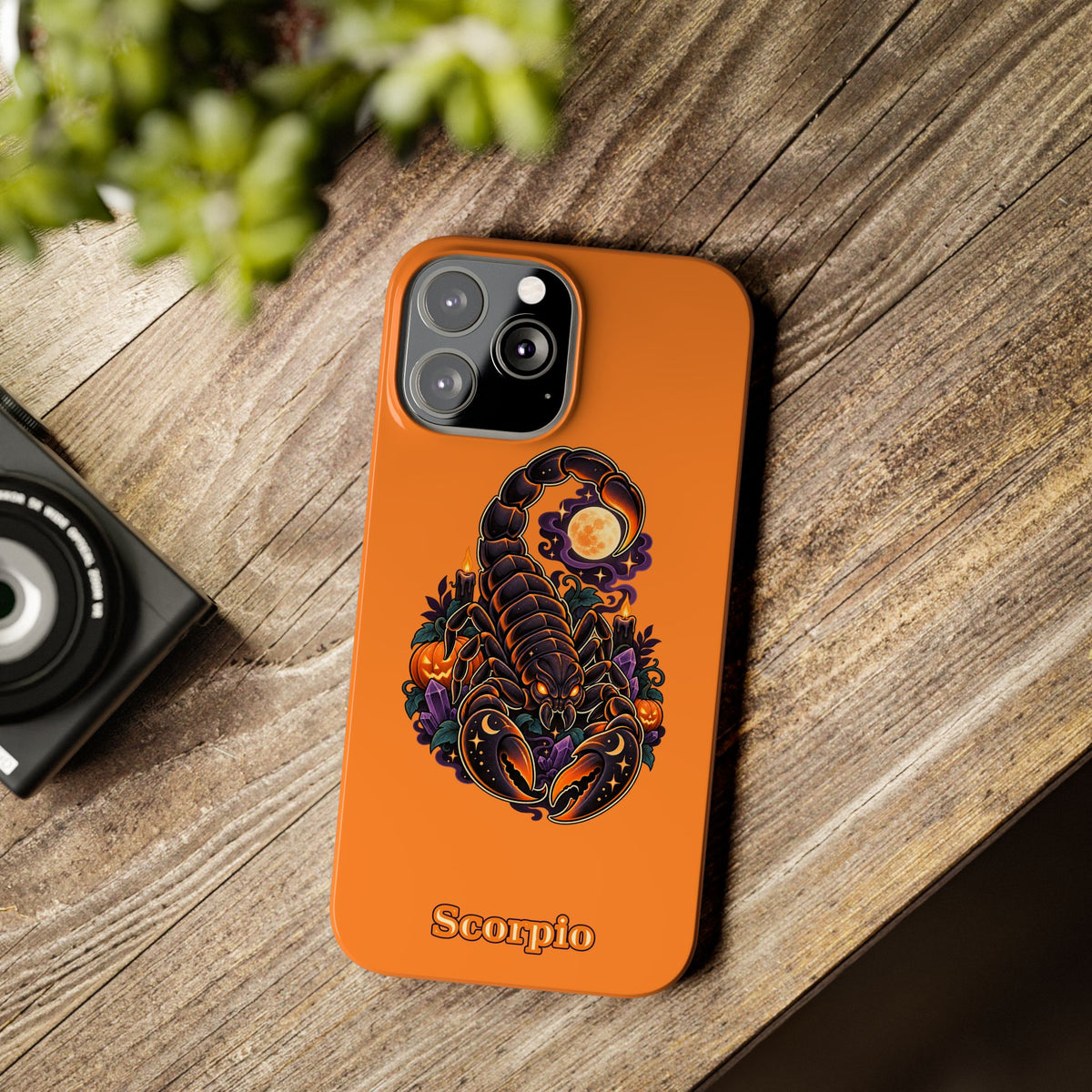 Scorpio Slim Phone Case – Halloween Orange Scorpion Zodiac Design