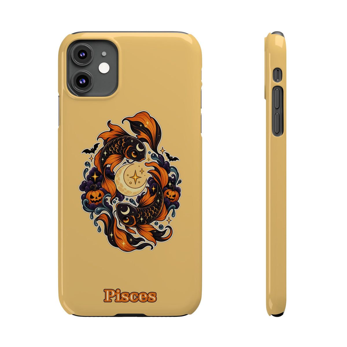 Pisces Koi Moon Slim Phone Case — Halloween Zodiac Fish Design