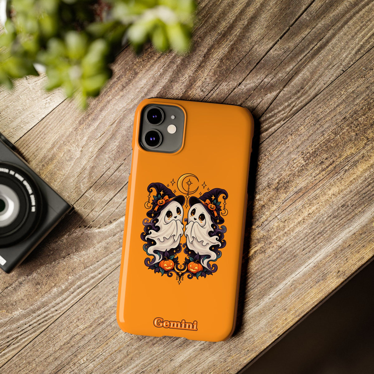 Gemini Halloween Slim Phone Case — Cute Twin Ghost Zodiac Design