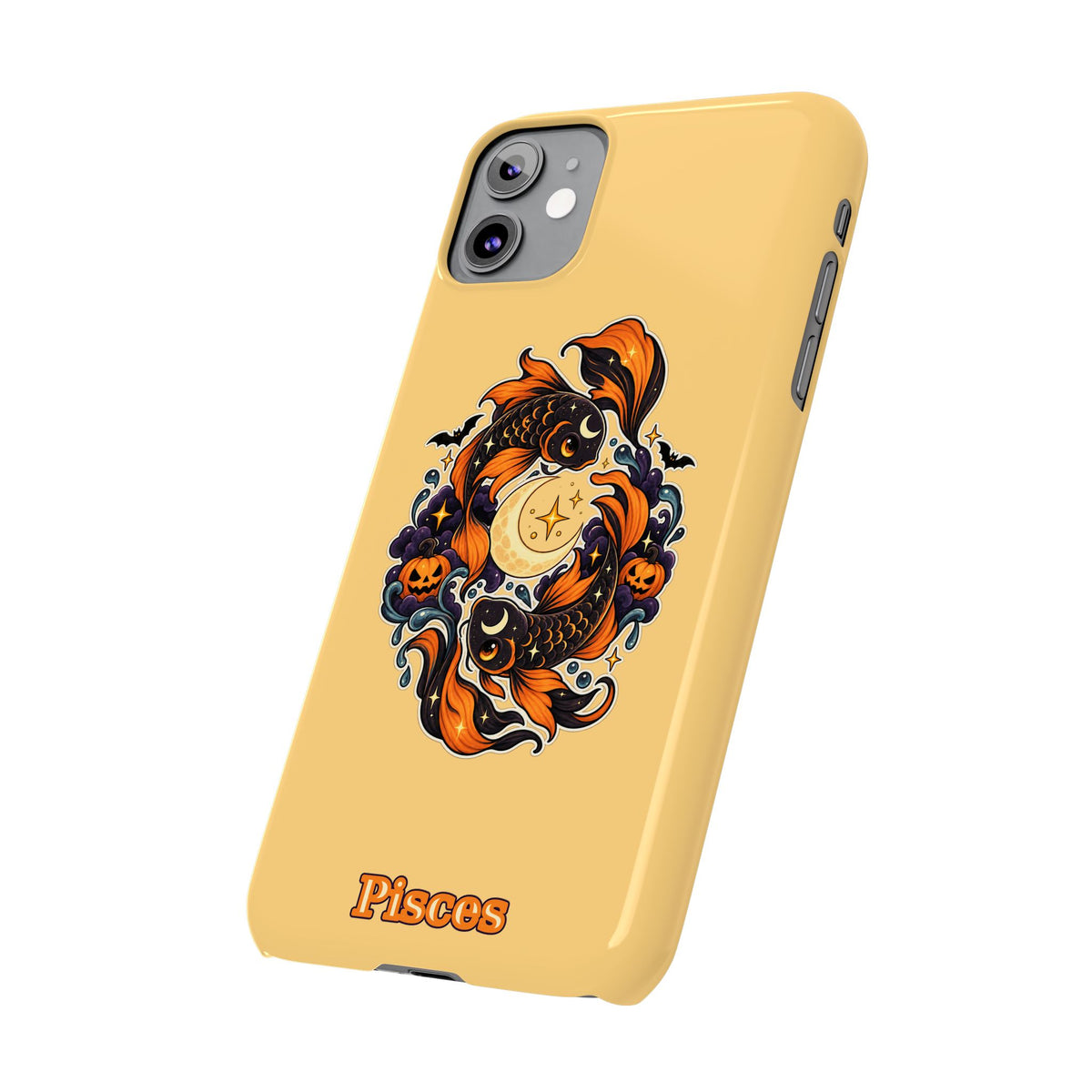 Pisces Koi Moon Slim Phone Case — Halloween Zodiac Fish Design