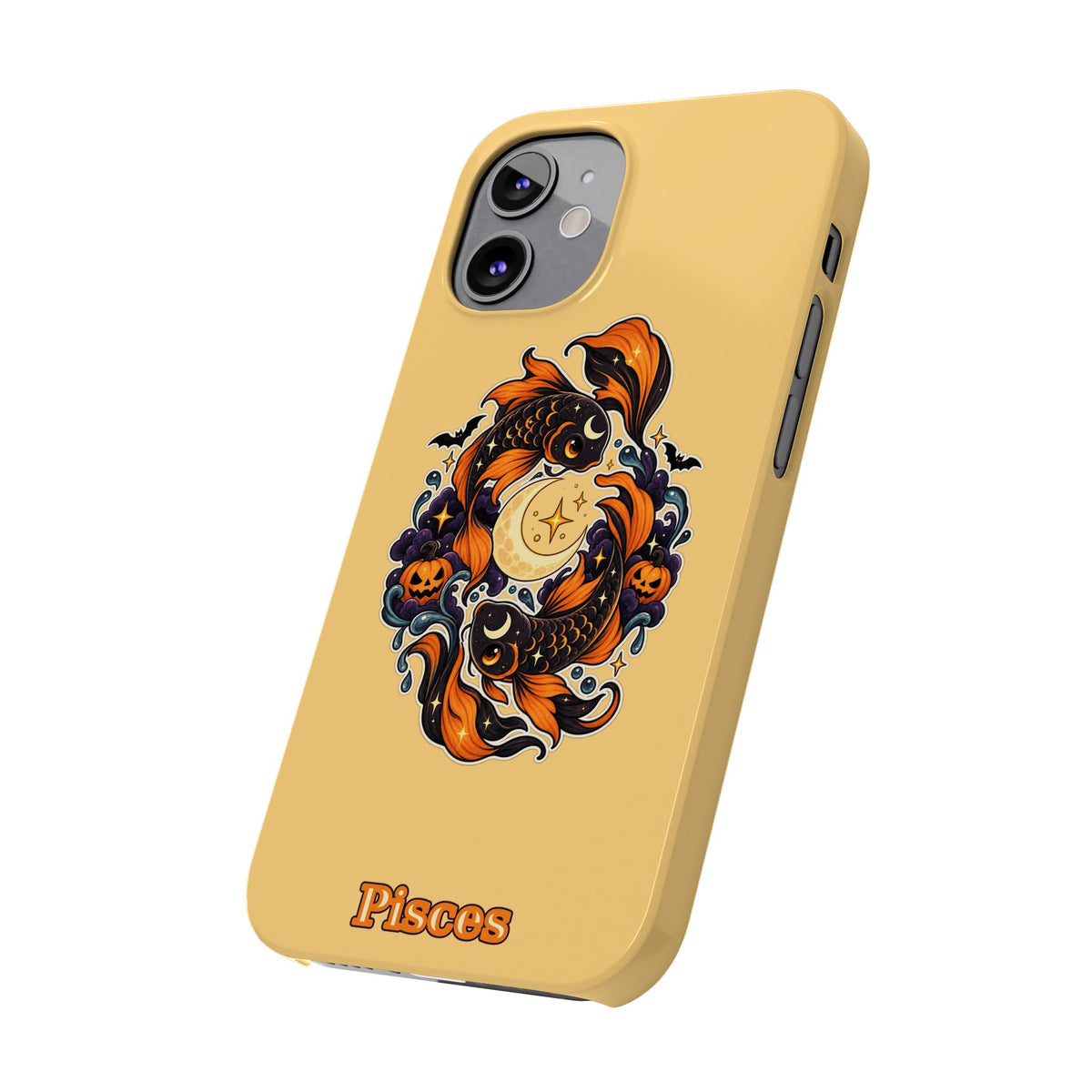 Pisces Koi Moon Slim Phone Case — Halloween Zodiac Fish Design